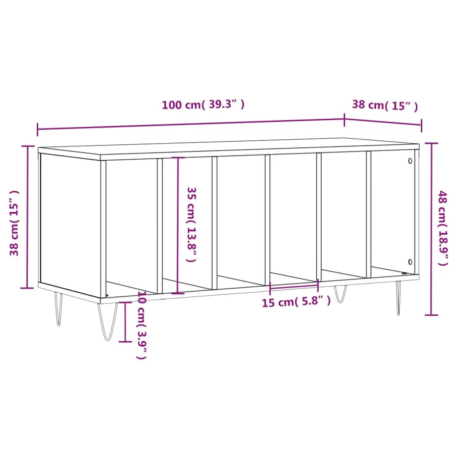 Armoire à disques blanc 100x38x48 cm bois d'ingénierie - 9