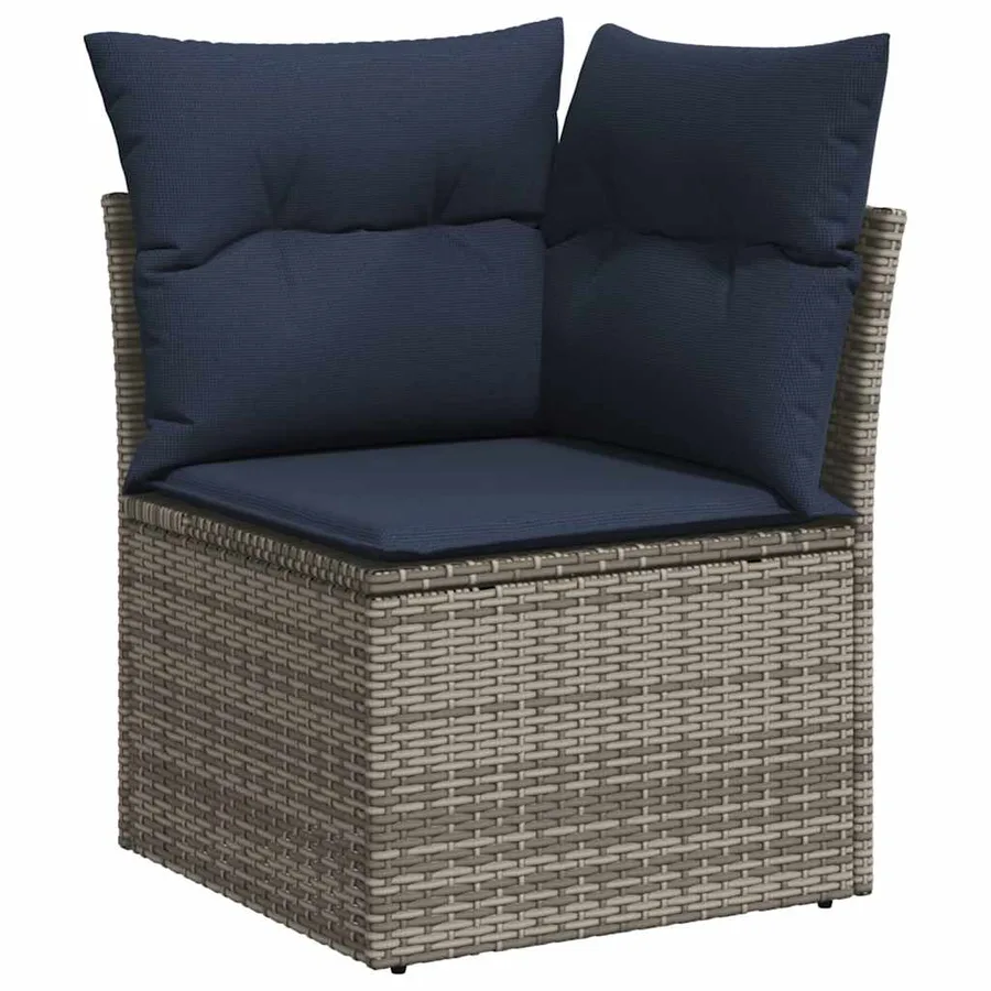 Ensemble de canapé de jardin 11 pcs avec coussins gris résine tressée - 5