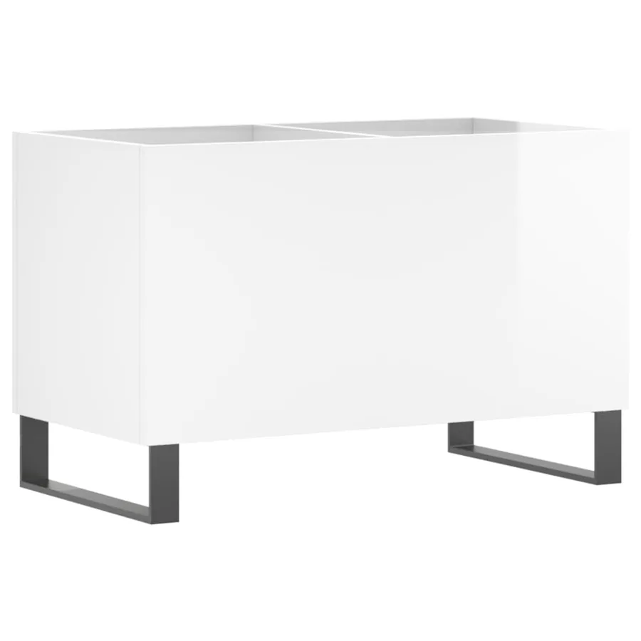Armoire à disques blanc brillant 74,5x38x48cm bois d'ingénierie - 2