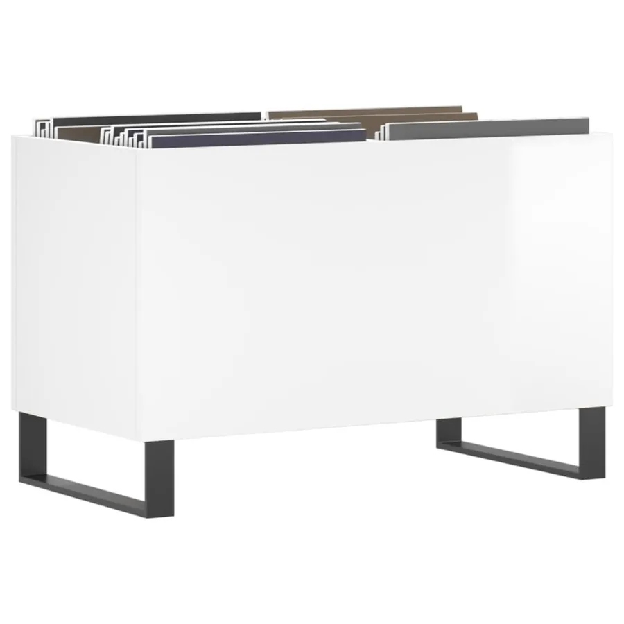 Armoire à disques blanc brillant 74,5x38x48cm bois d'ingénierie - 3