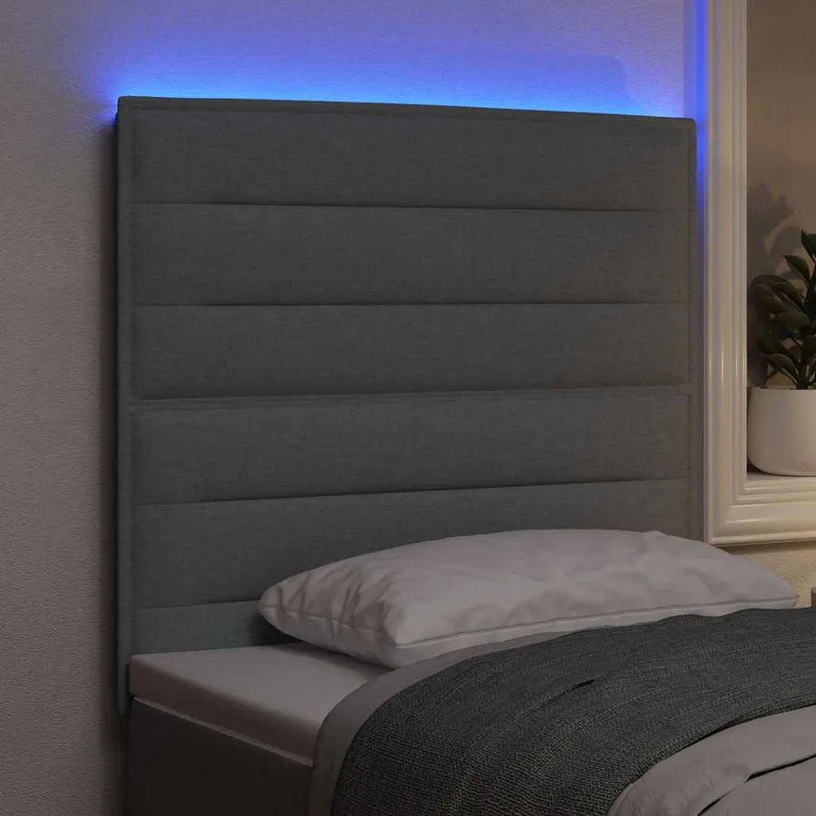 Tête de lit LED avec bandes LED Gris clair 90 cm tissu - 4