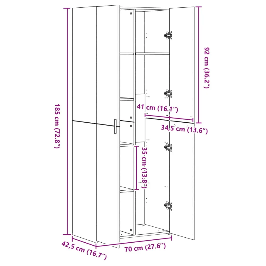 Haut Armoire Bois ancien 70 x 42,5 x 185 cm - 13