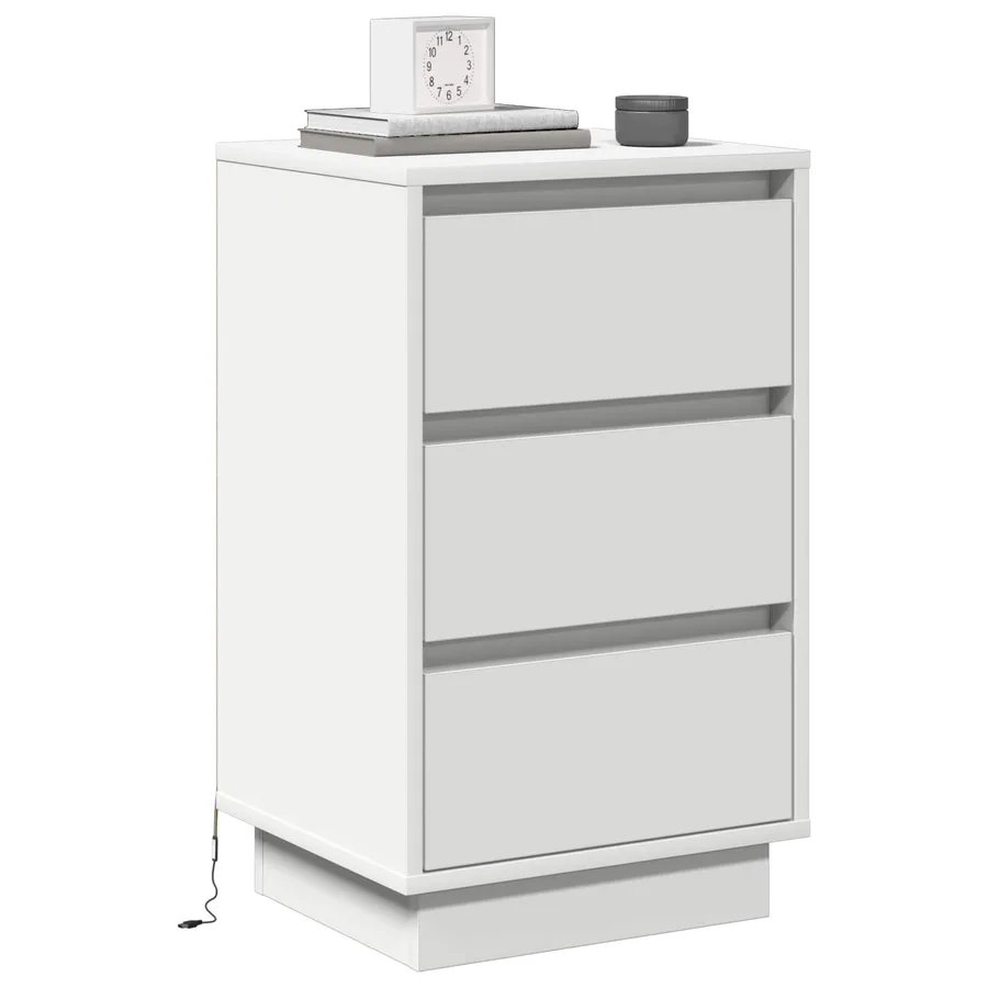 Cabinet de chevet Blanc 39 x 34,5 x 65 cm Bois d'ingénierie - 3