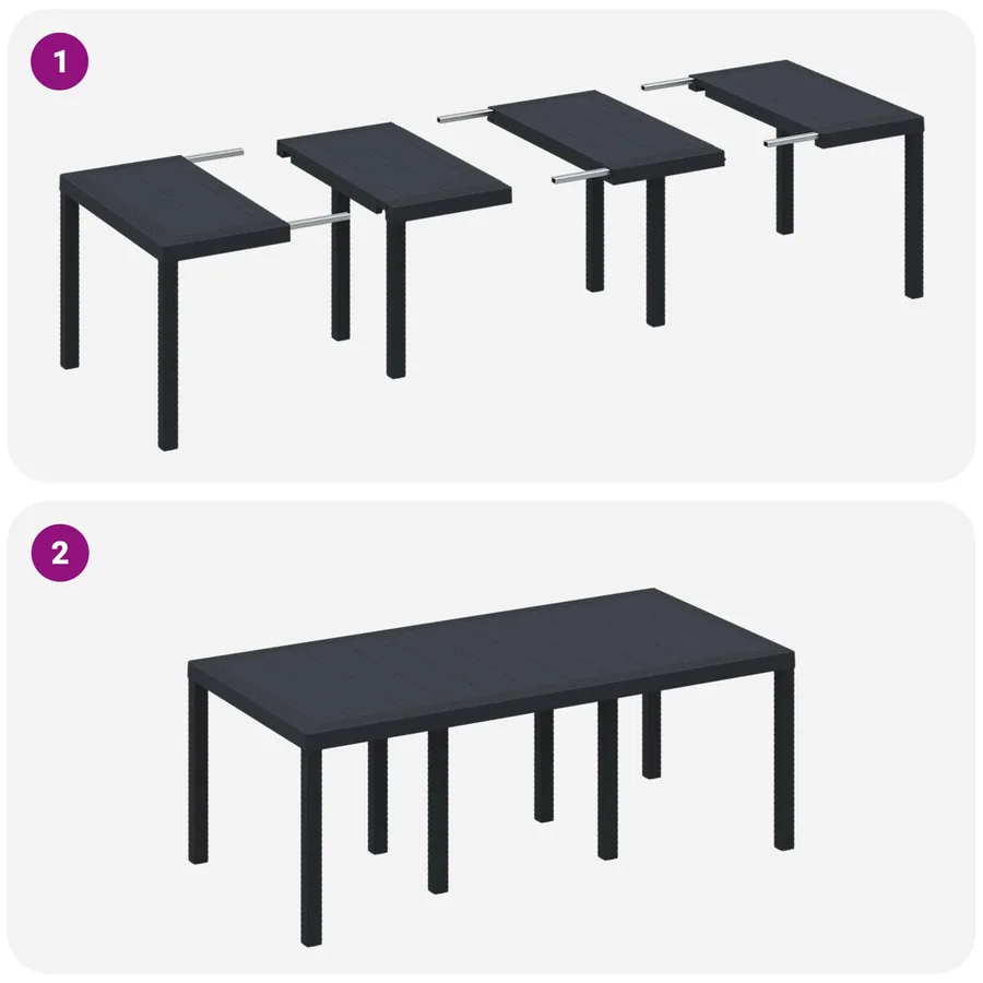 Ensemble de salle à manger pour jardin 9 pcs Anthracite - 10