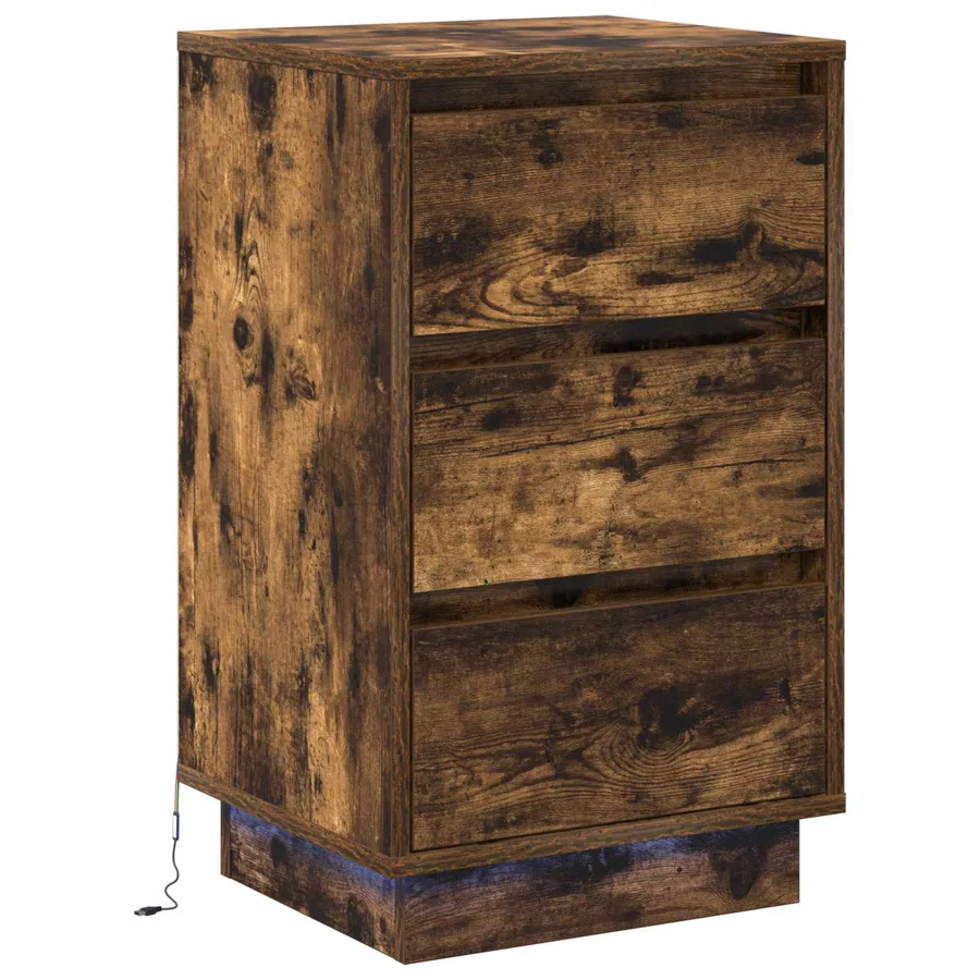 Cabinet de chevet avec tiroir Chêne fumé 39 x 34,5 x 65 cm - 2