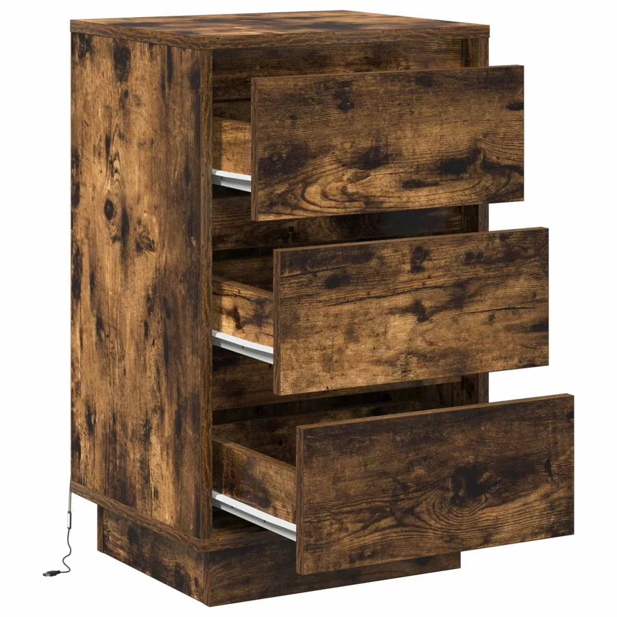 Cabinet de chevet avec tiroir Chêne fumé 39 x 34,5 x 65 cm - 5