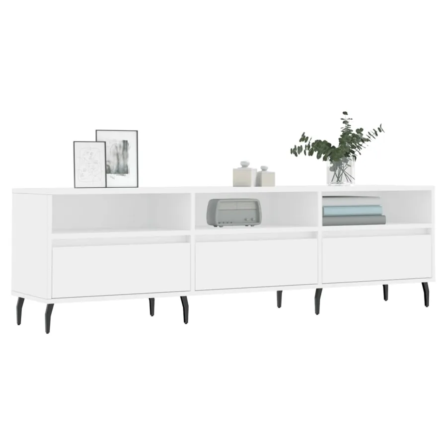 Meuble TV blanc 150x30x44,5 cm bois d'ingénierie - 3