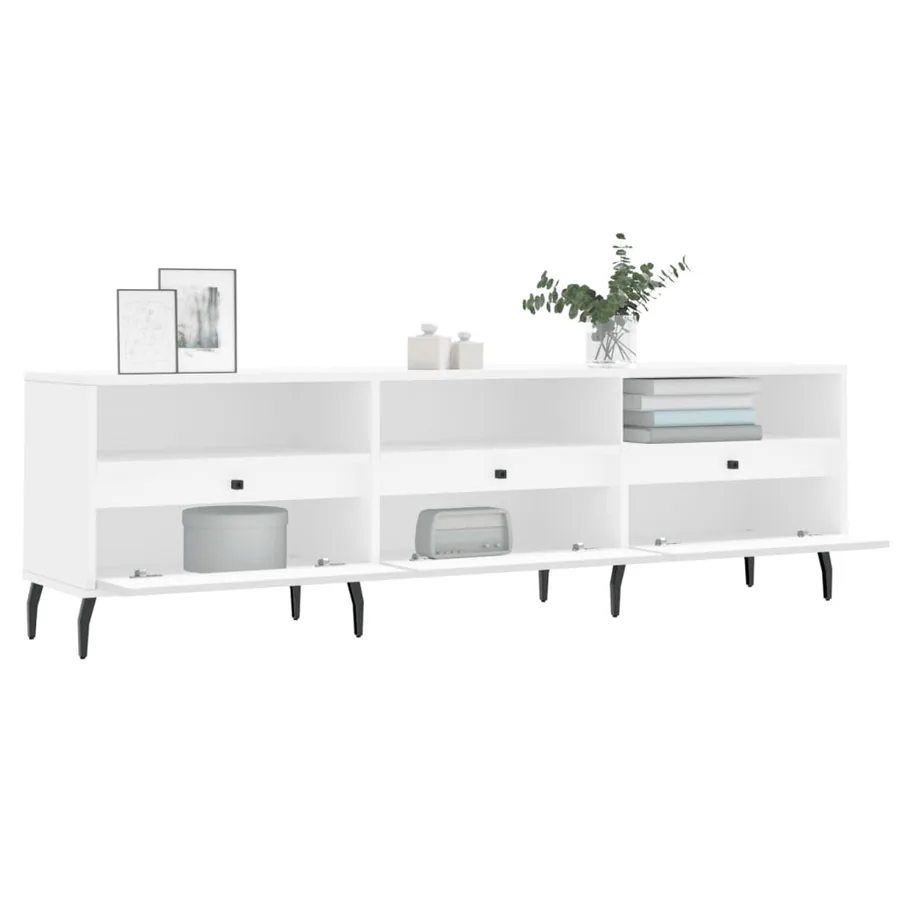 Meuble TV blanc 150x30x44,5 cm bois d'ingénierie - 4