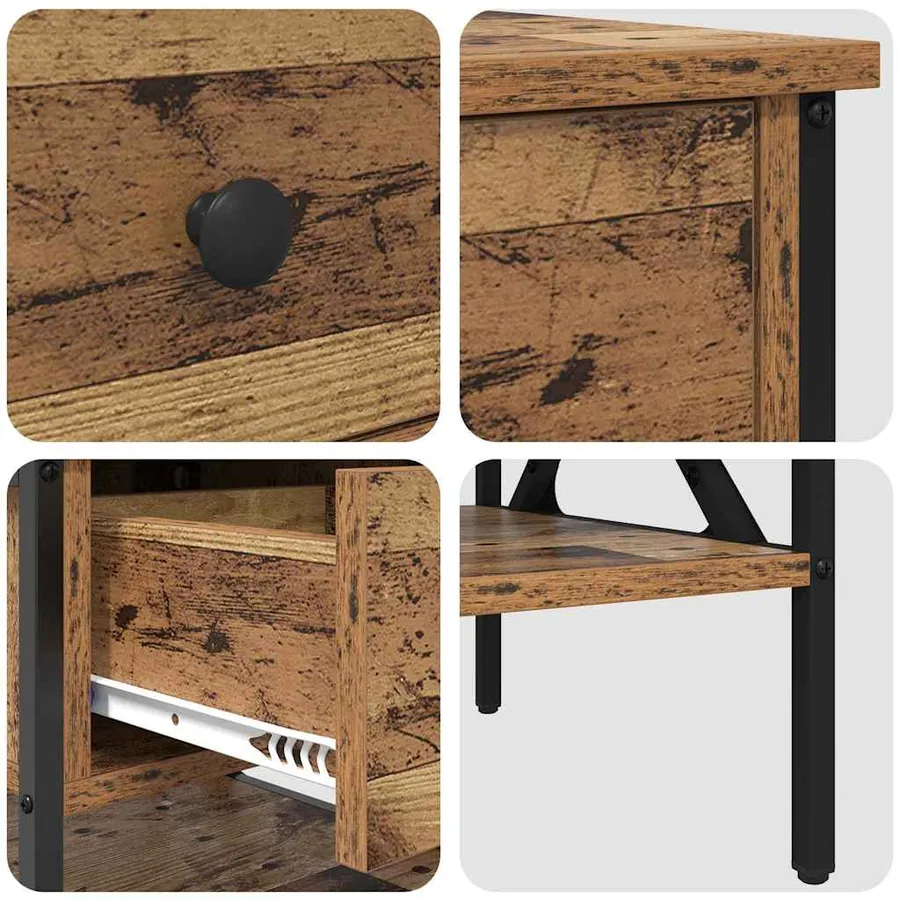 Table de chevet avec tiroir 2 pcs Bois ancien 40 x 42 x 45 cm - 10