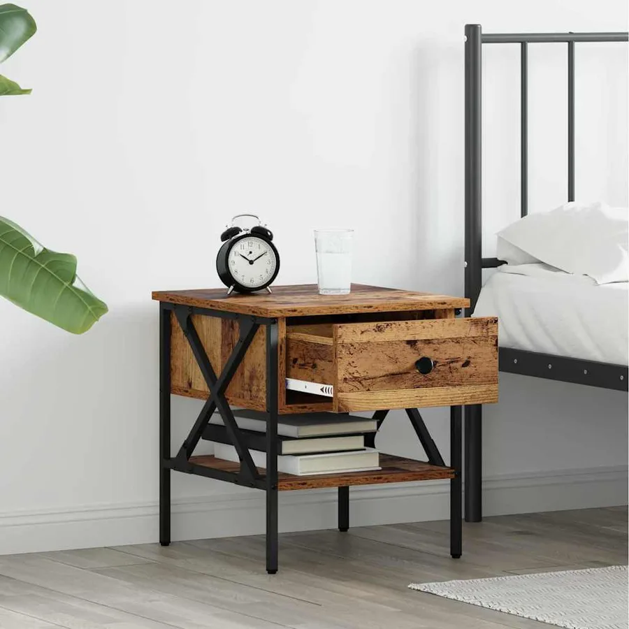 Table de chevet avec tiroir 2 pcs Bois ancien 40 x 42 x 45 cm - 4