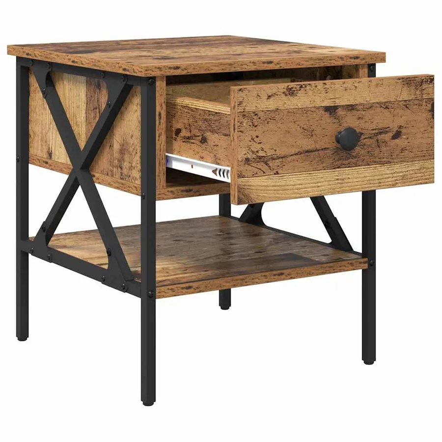 Table de chevet avec tiroir 2 pcs Bois ancien 40 x 42 x 45 cm - 6