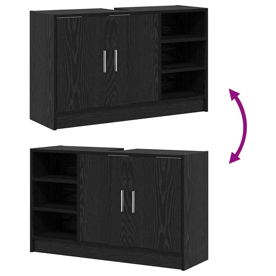 Cabinet de salle de bain avec porte Chêne noir 90 x 29 x 55 cm - 13