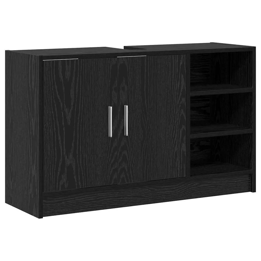 Cabinet de salle de bain avec porte Chêne noir 90 x 29 x 55 cm - 2