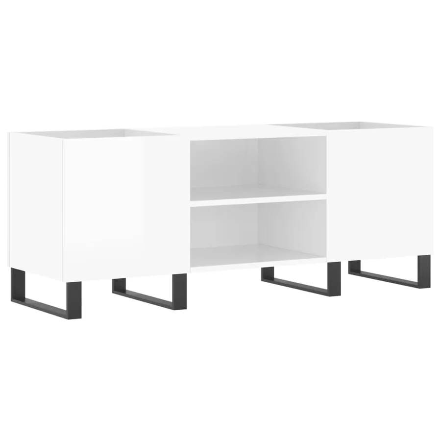 Armoire à disques blanc brillant 121x38x48 cm bois d'ingénierie - 2