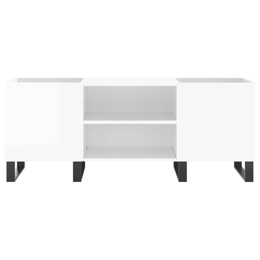 Armoire à disques blanc brillant 121x38x48 cm bois d'ingénierie - 4