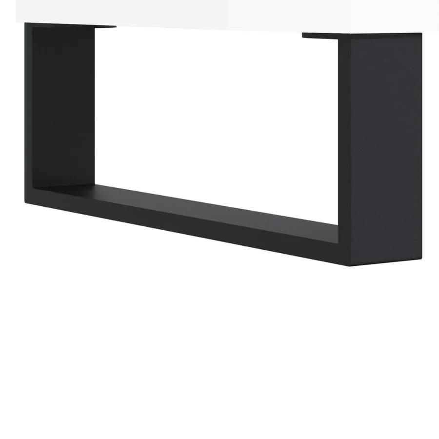 Armoire à disques blanc brillant 121x38x48 cm bois d'ingénierie - 7