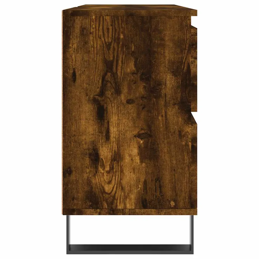 Armoire salle de bain chêne fumé 80x33x60cm bois d'ingénierie - 6