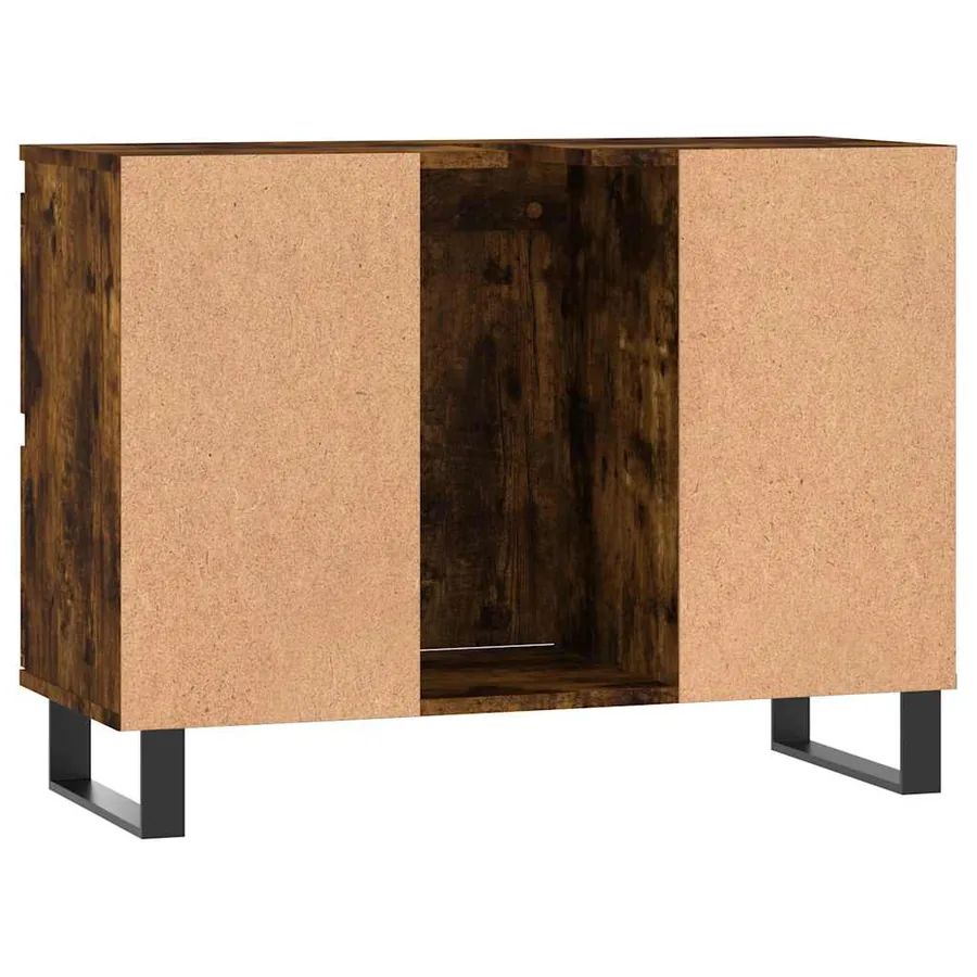 Armoire salle de bain chêne fumé 80x33x60cm bois d'ingénierie - 7