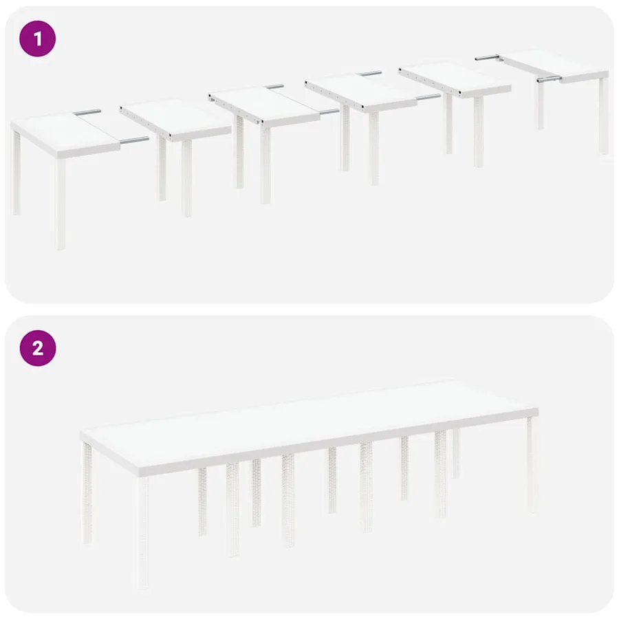 Table de Jardin Blanc 300 x 100 x 73 cm polyrotin - 8