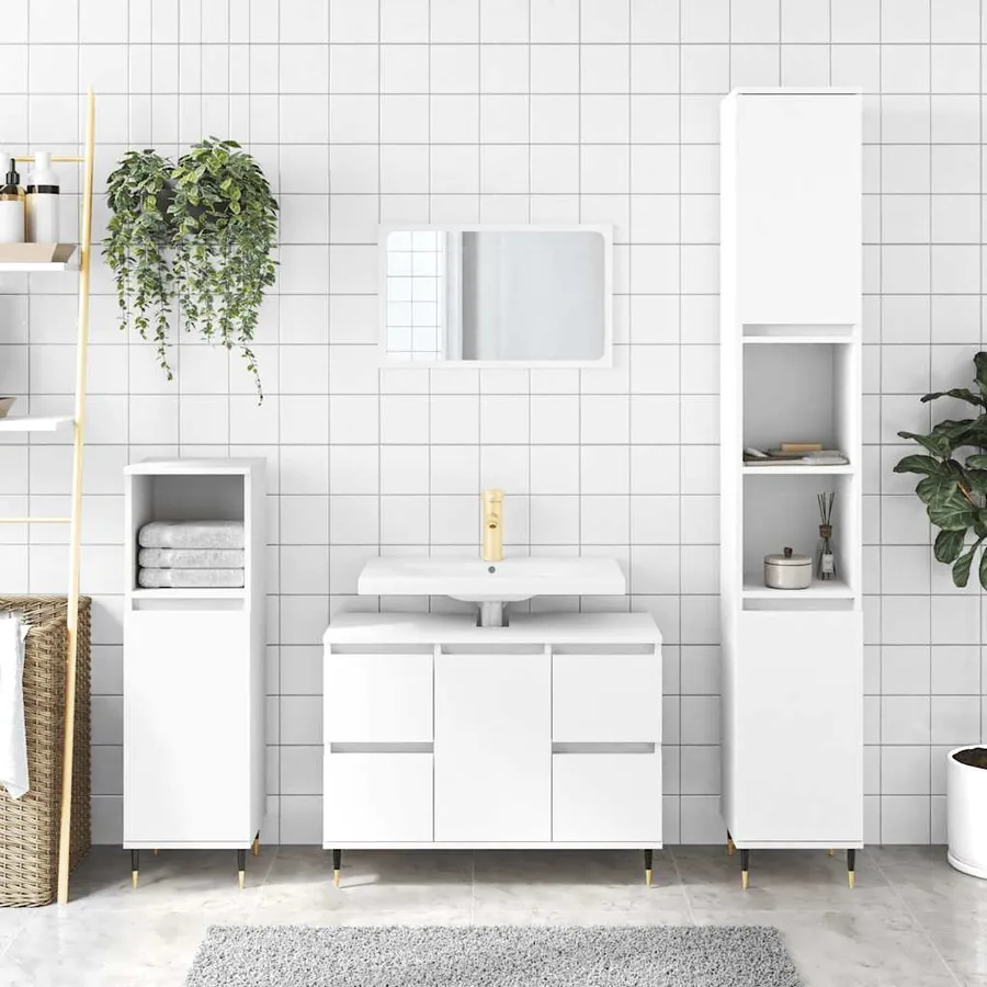 Armoire de salle de bain blanc 80x33x60 cm bois d'ingénierie