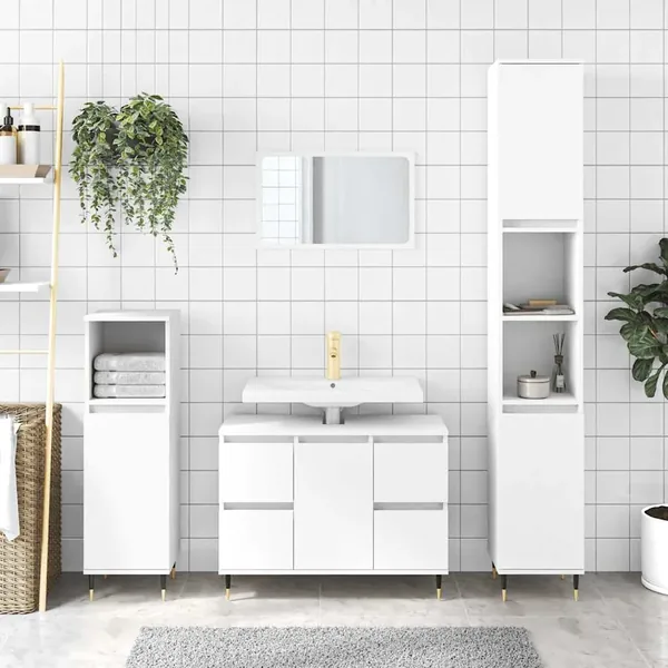 Armoire de salle de bain blanc 80x33x60 cm bois d'ingénierie