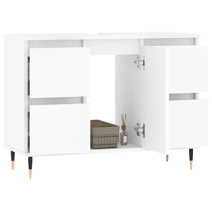 Armoire de salle de bain blanc 80x33x60 cm bois d'ingénierie - 3
