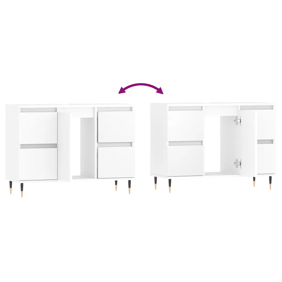 Armoire de salle de bain blanc 80x33x60 cm bois d'ingénierie - 9