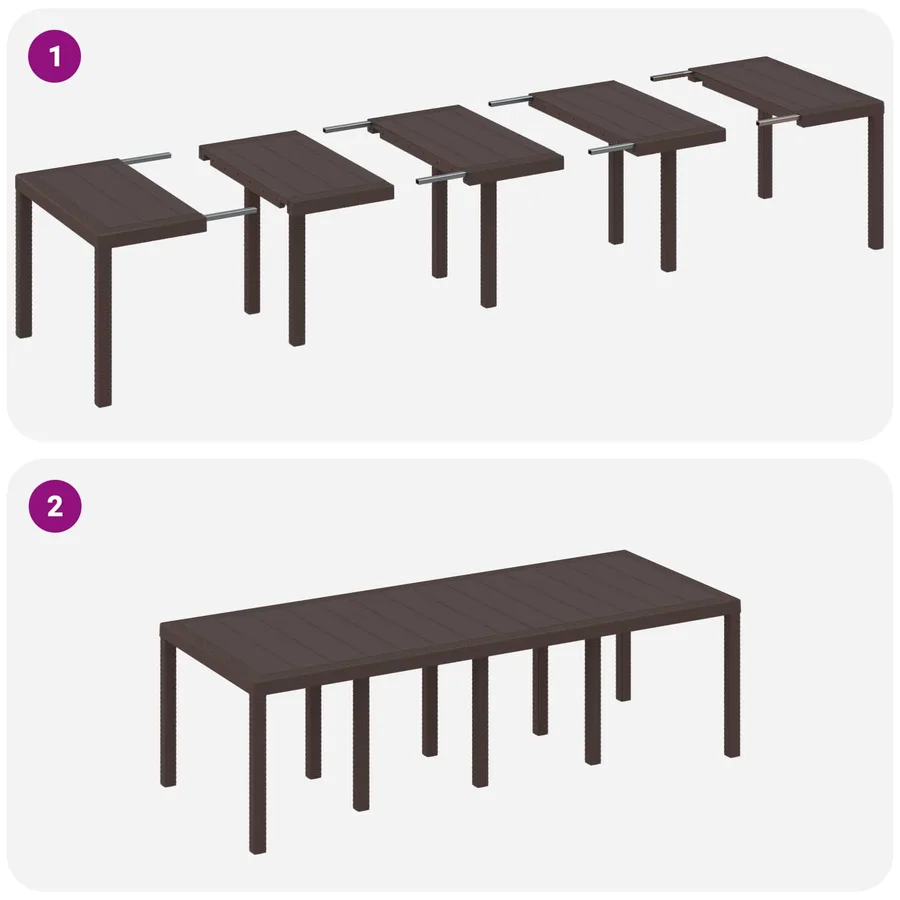Table de Jardin Marron 250 x 100 x 73 cm polyrotin - 10