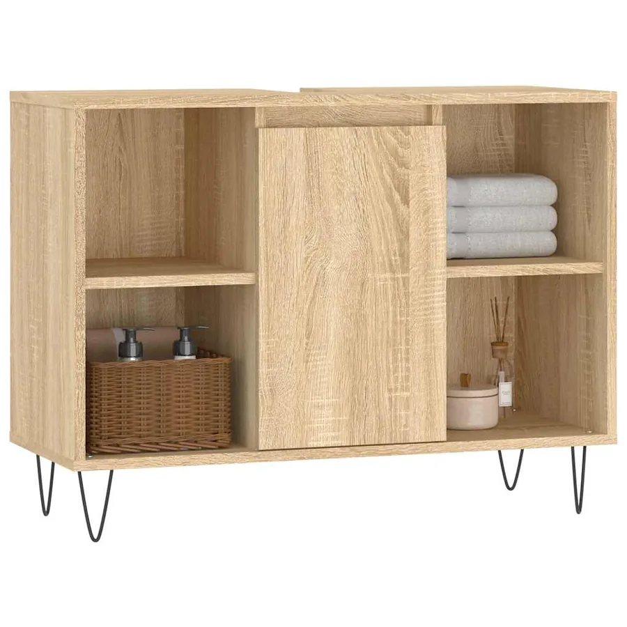 Armoire salle de bain chêne sonoma 80x33x60cm bois d'ingénierie - 3