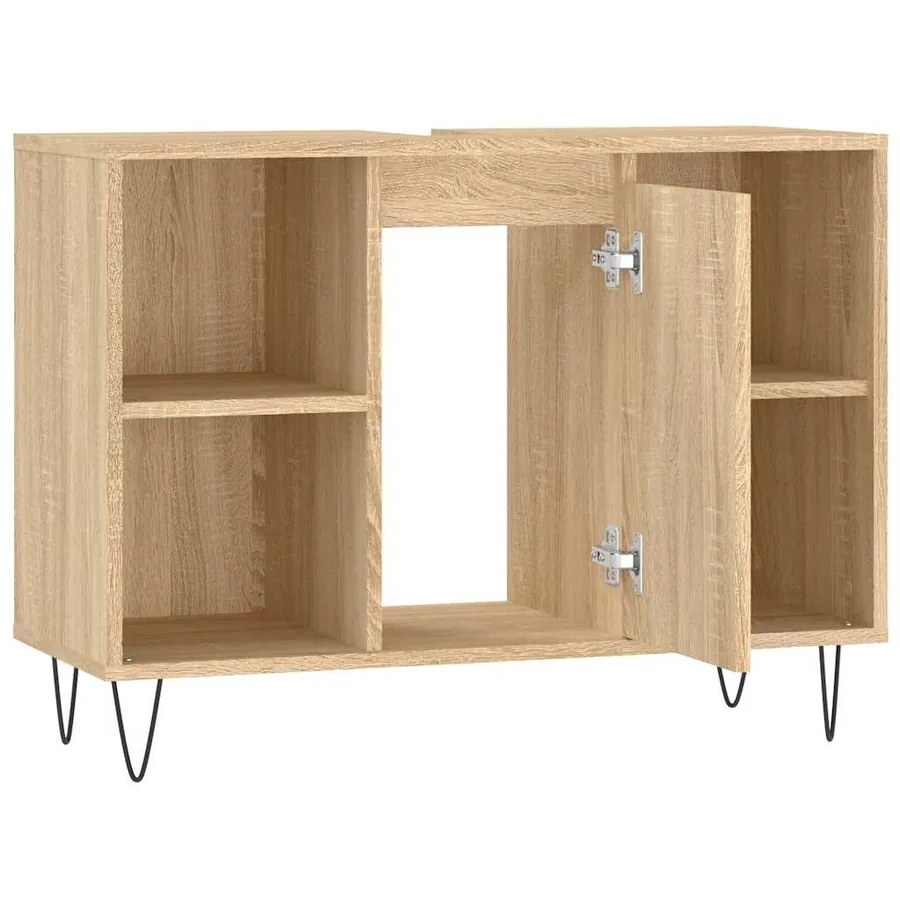 Armoire salle de bain chêne sonoma 80x33x60cm bois d'ingénierie - 6