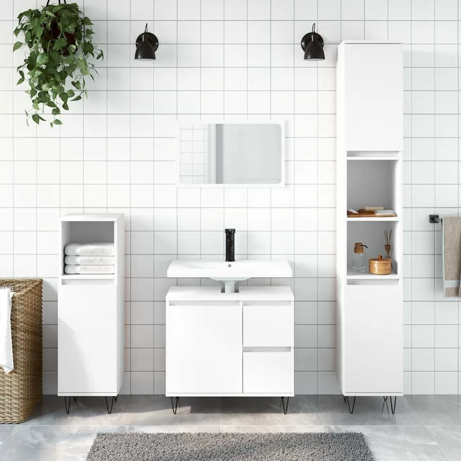 Armoire de salle de bain blanc 65x33x60 cm bois d'ingénierie