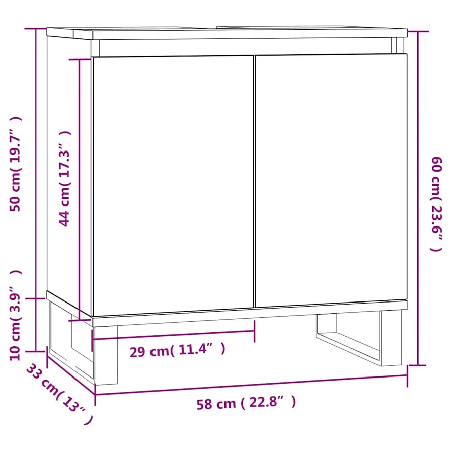 Armoire de bain sonoma gris 58x33x60 cm bois d'ingénierie - 11