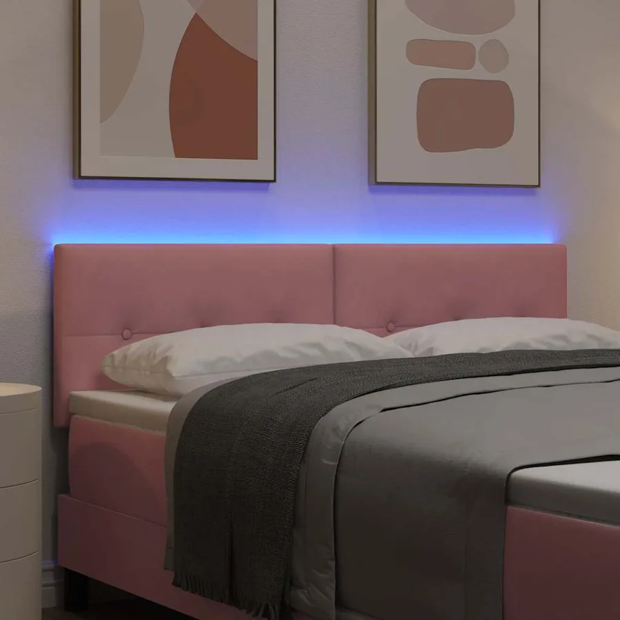 Tête de lit LED avec bandes LED Rose 144 cm Velours - 4
