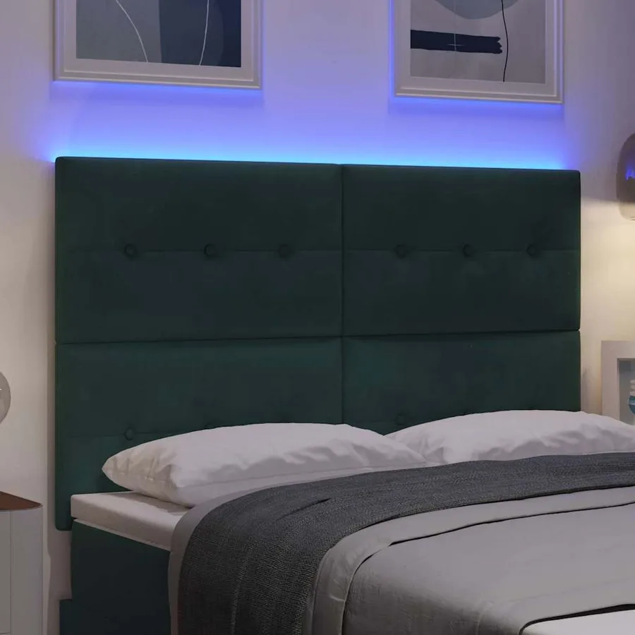 Tête de lit LED avec bandes LED Vert 160 cm Velours - 4