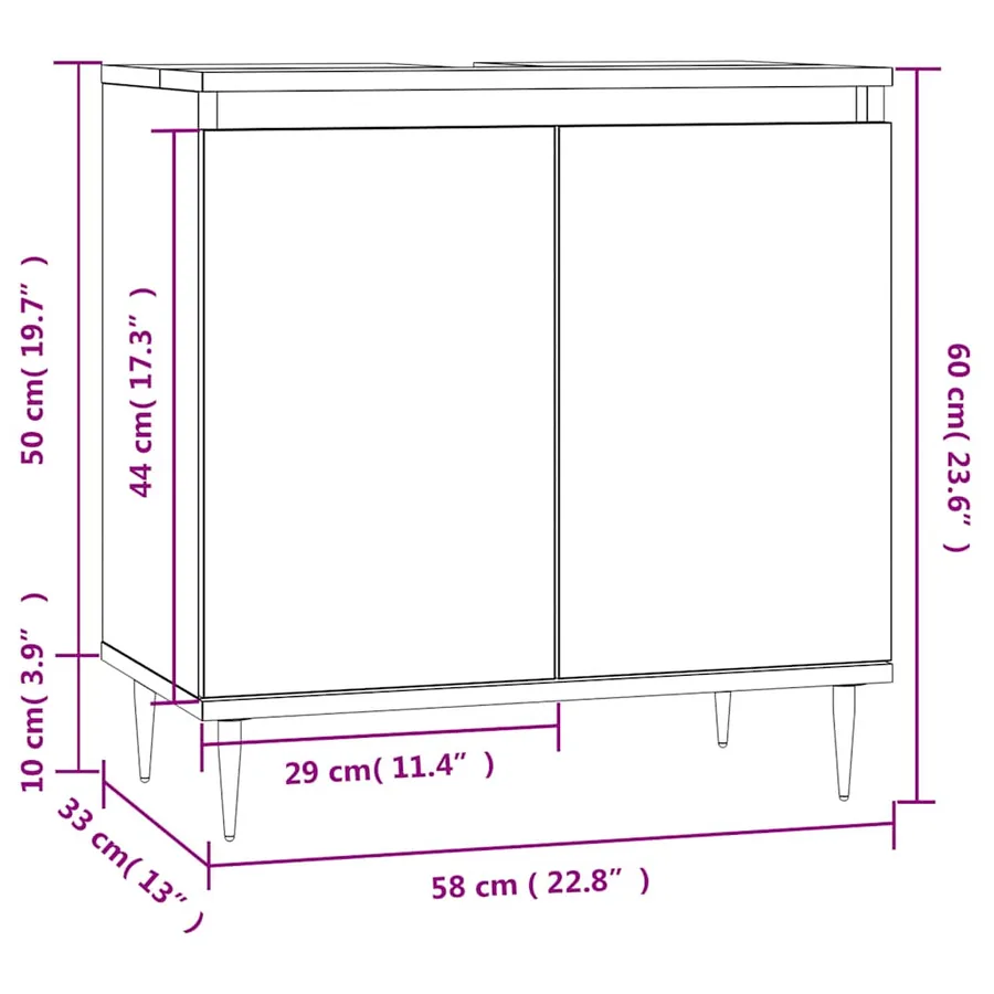 Armoire de bain chêne sonoma 58x33x60 cm bois d'ingénierie - 11