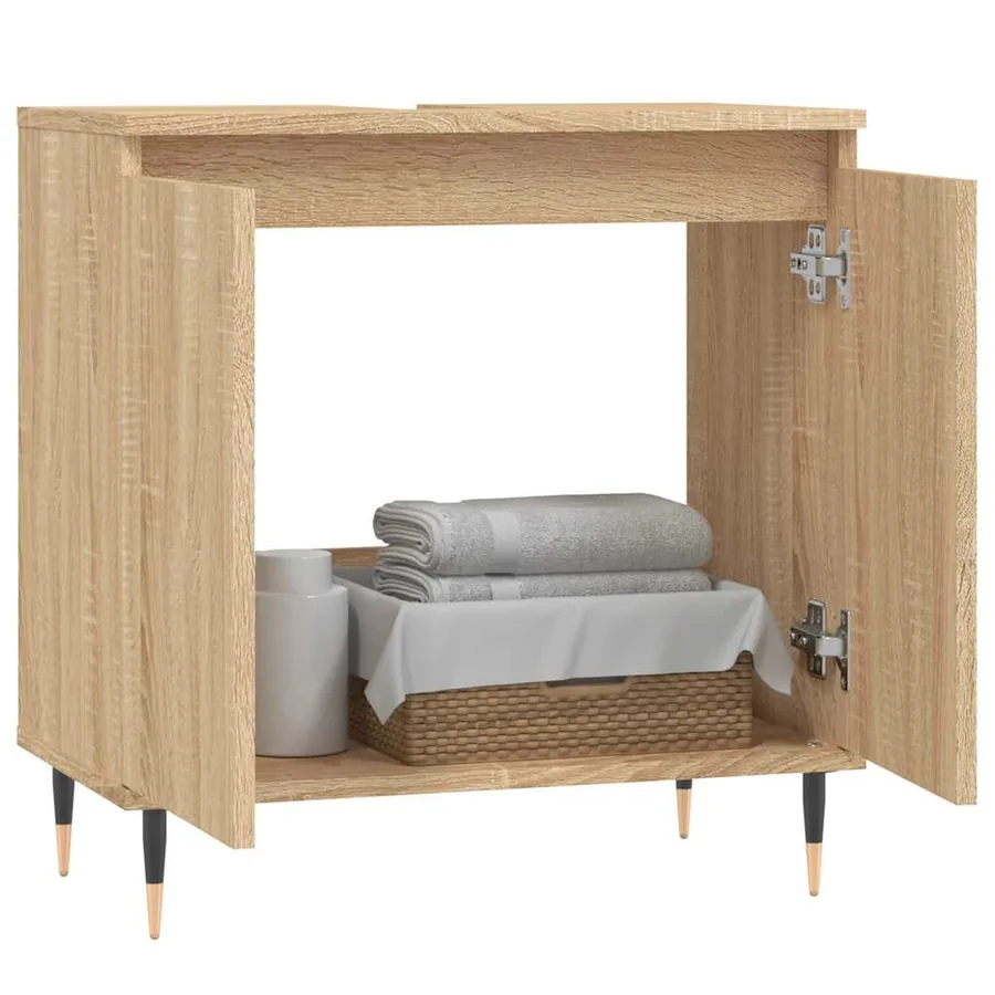 Armoire de bain chêne sonoma 58x33x60 cm bois d'ingénierie - 3