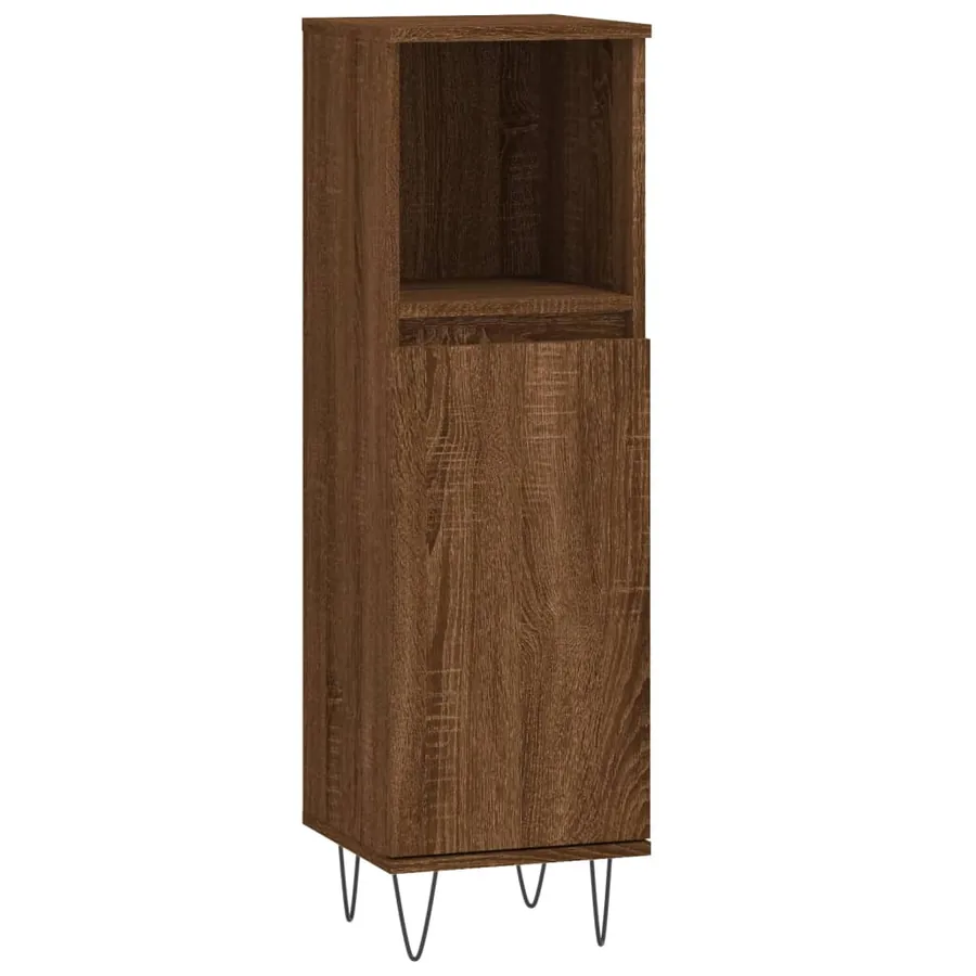 Armoire de bain chêne marron 30x30x100 cm bois d'ingénierie - 2