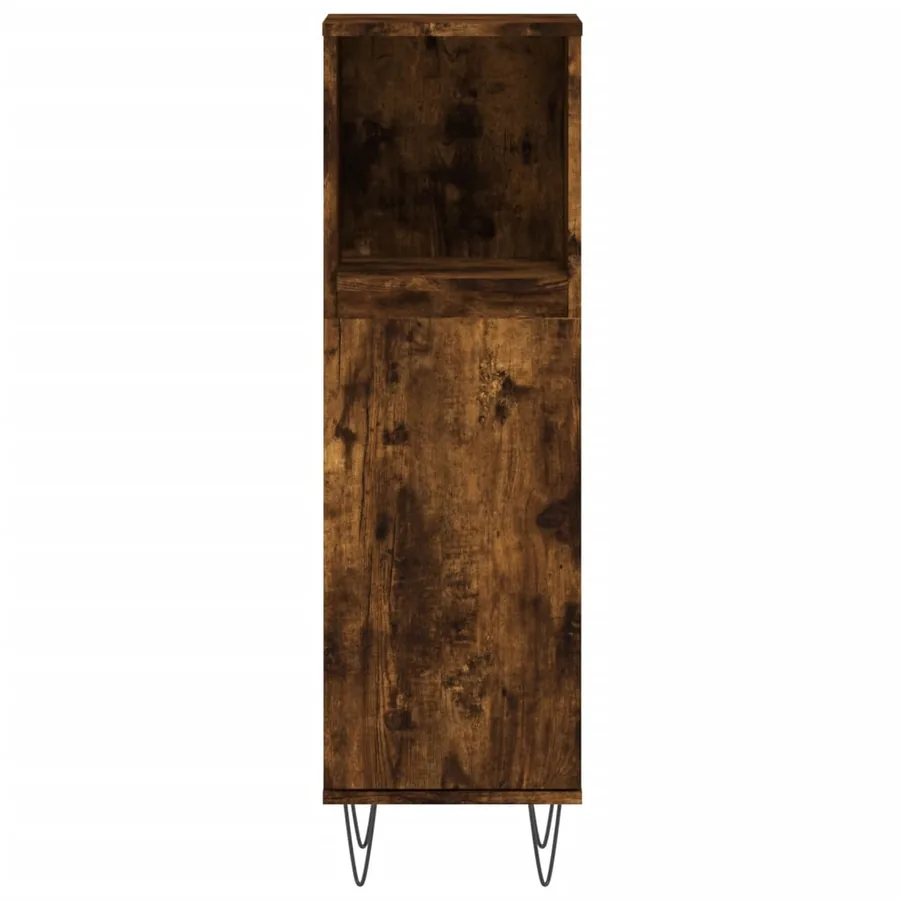 Armoire de bain chêne fumé 30x30x100 cm bois d'ingénierie - 5