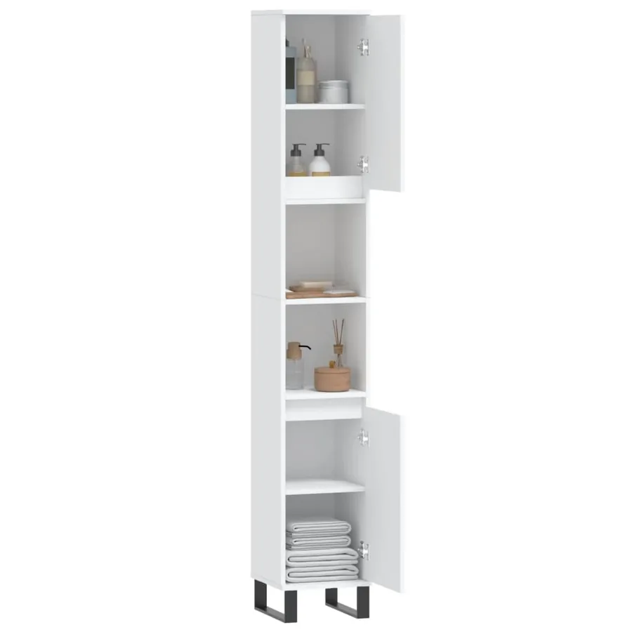 Armoire de salle de bain blanc 30x30x190 cm bois d'ingénierie - 4