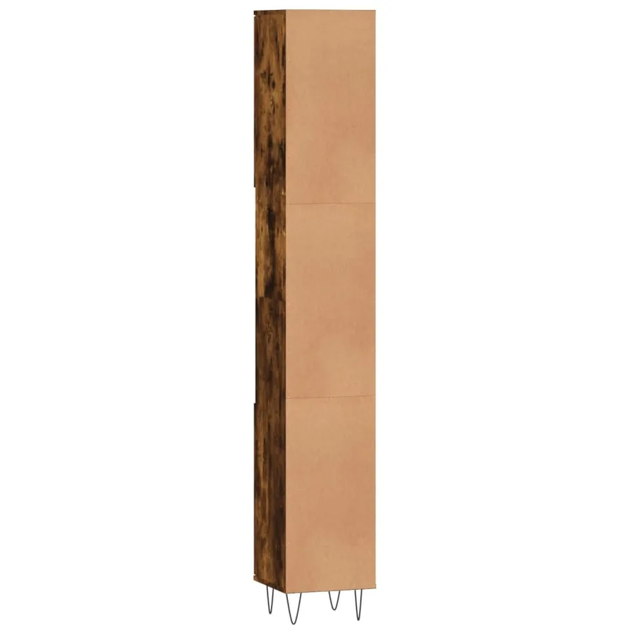 Armoire de bain chêne fumé 30x30x190 cm bois d'ingénierie - 8