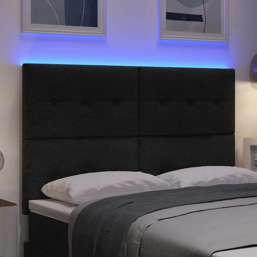 Tête de lit LED avec bandes LED Noir 144 cm tissu - 4