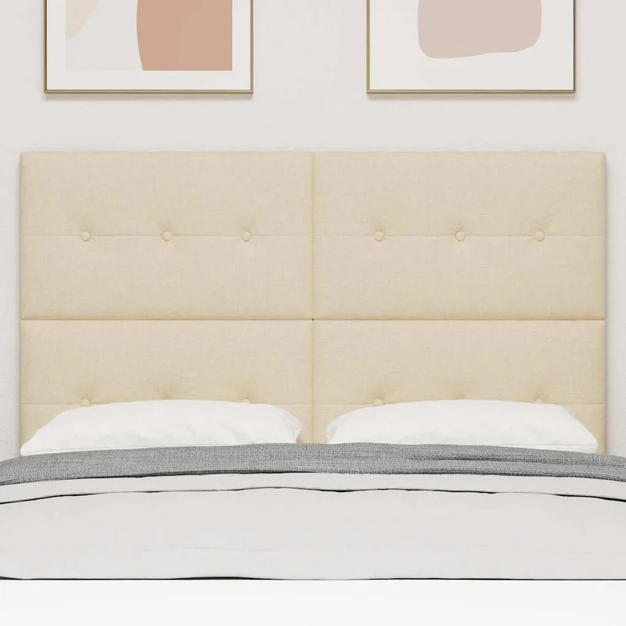 Tête de lit réglable en hauteur Crème 144 cm tissu - 3