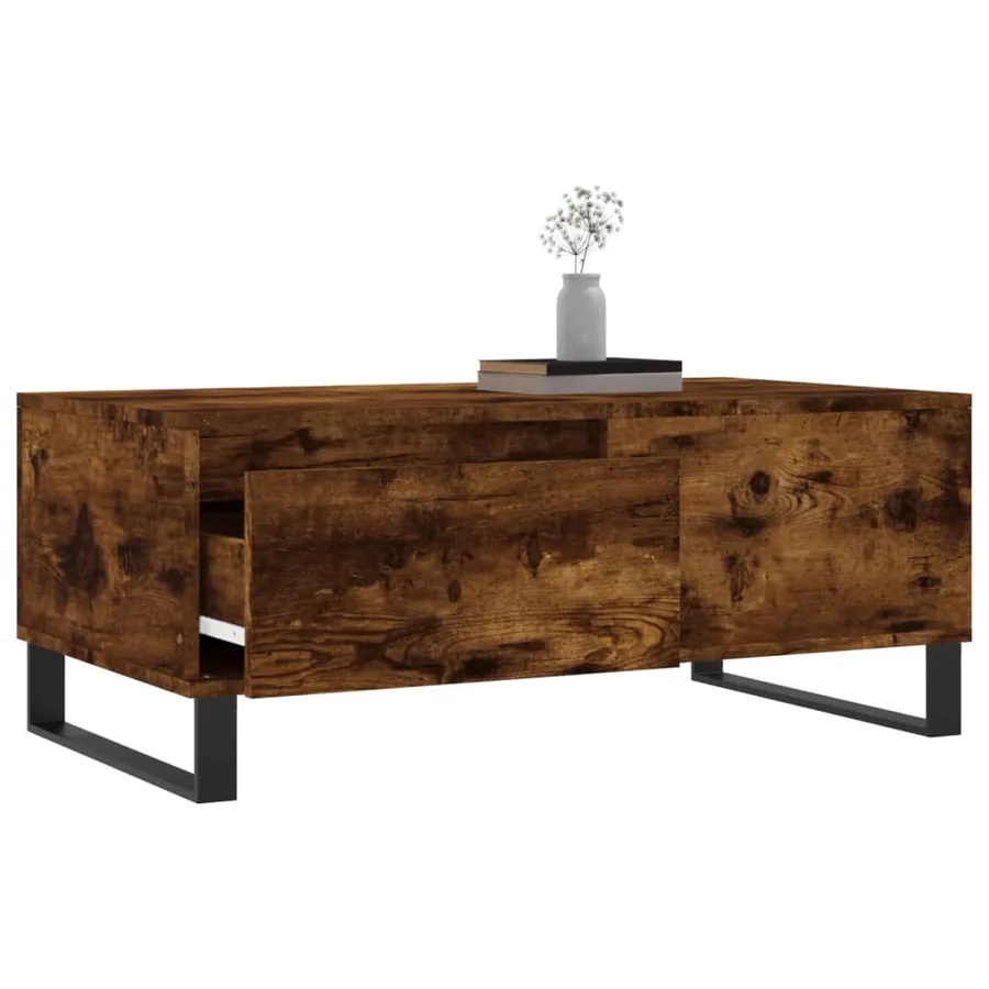 Table basse Chêne fumé 90x50x36,5 cm Bois d'ingénierie - 3