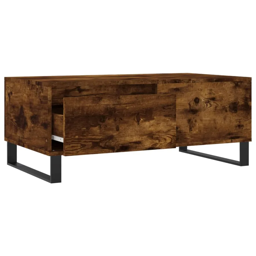 Table basse Chêne fumé 90x50x36,5 cm Bois d'ingénierie - 6