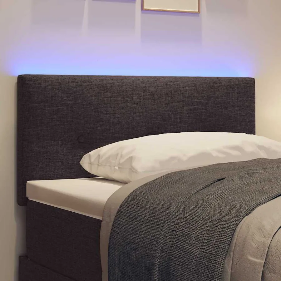 Tête de lit LED avec bandes LED Marron foncé 80 cm tissu - 4