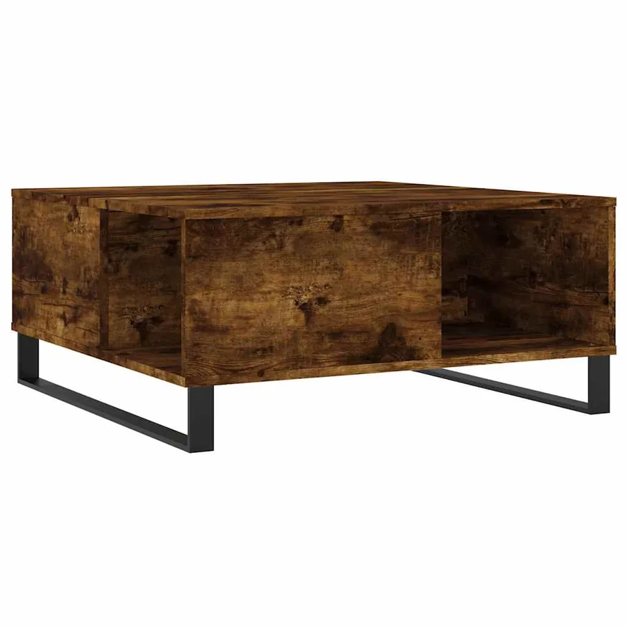 Table basse chêne fumé 80x80x36,5 cm bois d'ingénierie - 2