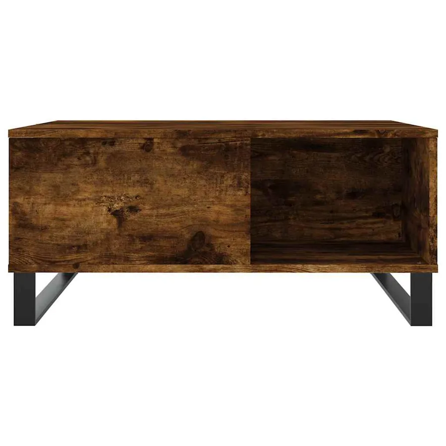 Table basse chêne fumé 80x80x36,5 cm bois d'ingénierie - 4