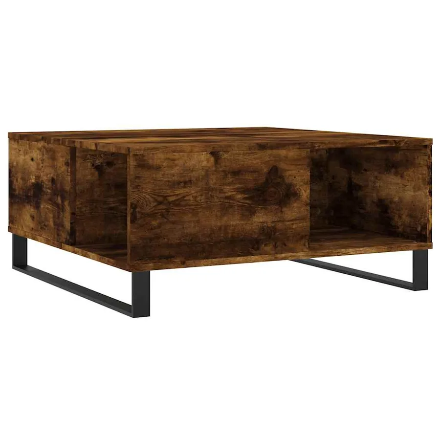 Table basse chêne fumé 80x80x36,5 cm bois d'ingénierie - 6