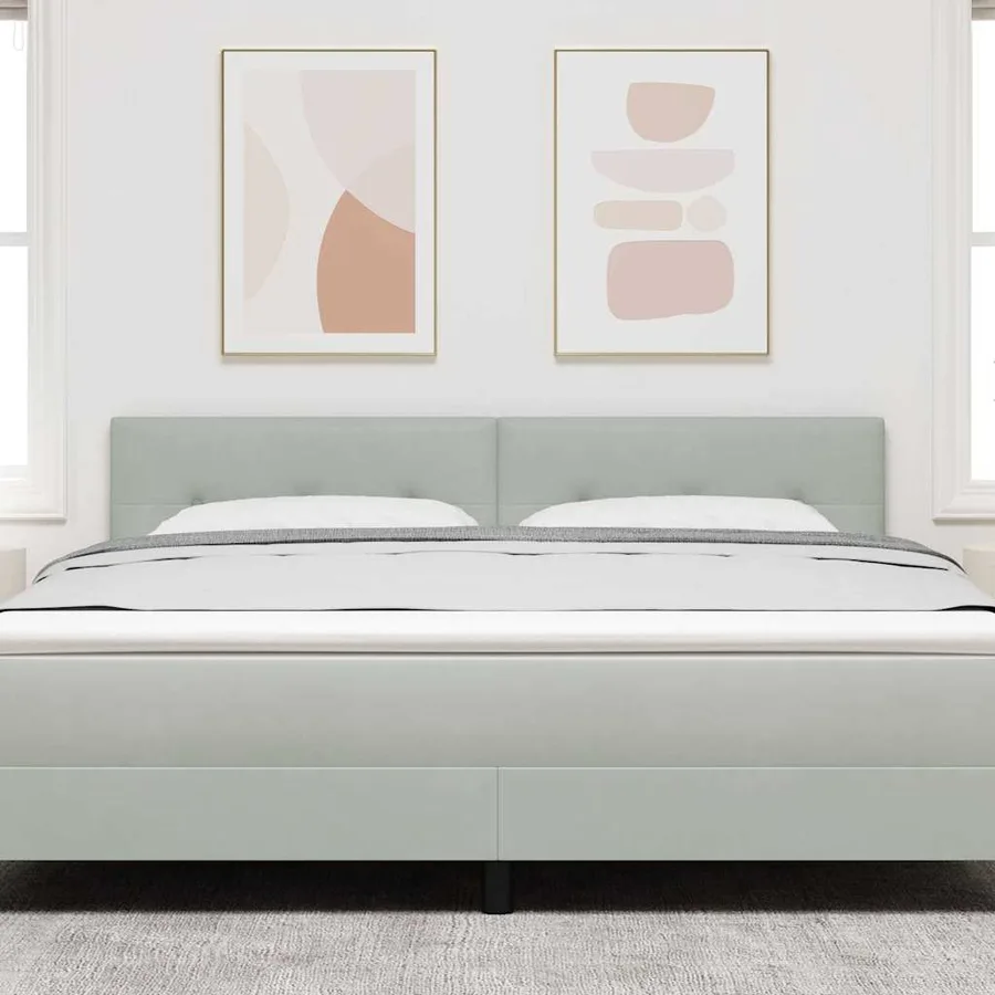 Tête de lit LED avec bandes LED Gris clair 180 cm Velours - 3