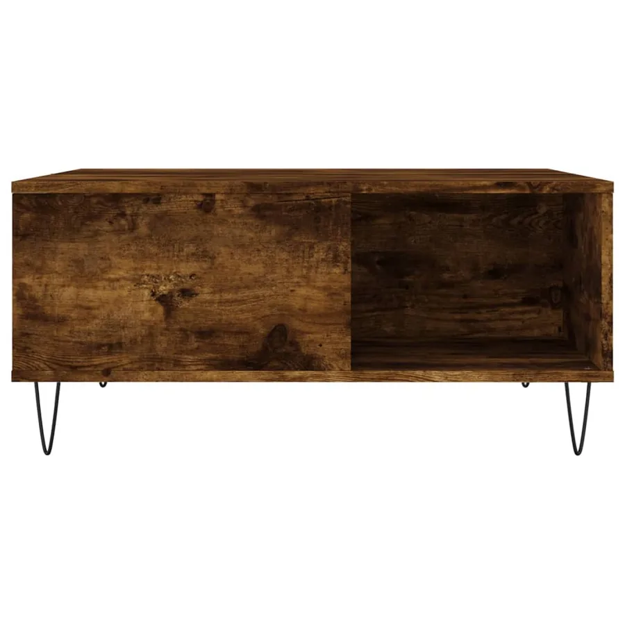Table basse chêne fumé 80x80x36,5 cm bois d'ingénierie - 4